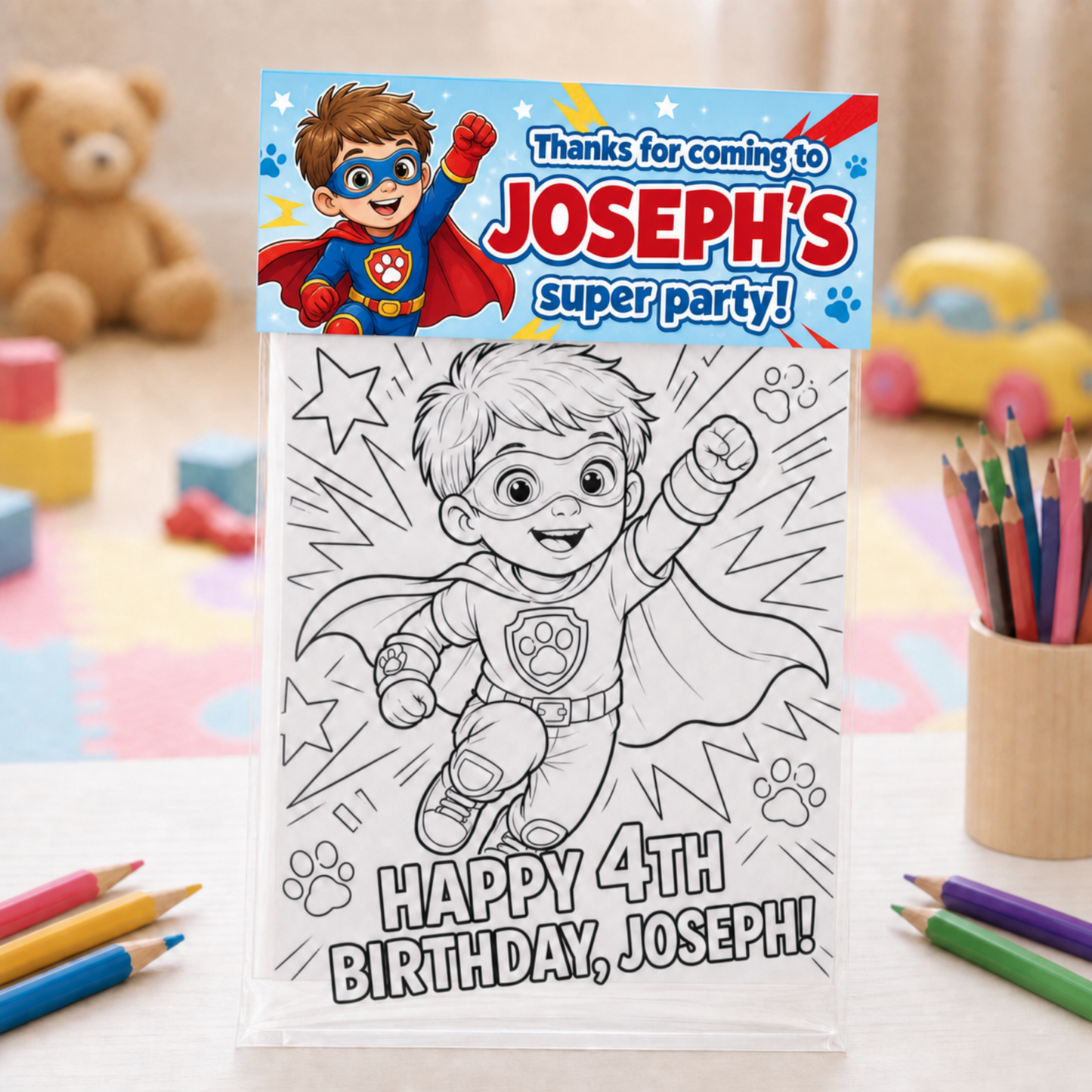 Superhero Coloring Book Party Favor